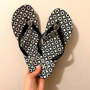 Tory Burch patterned flip flops